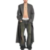 Abrigo a cuadros de doble botonadura «Negro Gris» 704488TMU021070