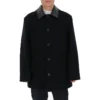 Abrigo de mezcla de lana con doble cuello «Negro» 626314TIU071000