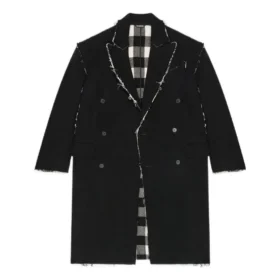 Abrigo oversize de cuadros Buffalo con bordes sin rematar «Negro Blanco» 704487TMU181070