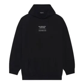 Balenciaga FW21 para hombre, camiseta holgada con capucha y manga larga, negro 651799TJV910107 Balenciaga FW21 para hombre, camiseta holgada con capucha y manga larga, negro 651799TJV910107