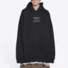 Balenciaga FW21 para hombre, camiseta holgada con capucha y manga larga, negro 651799TJV910107