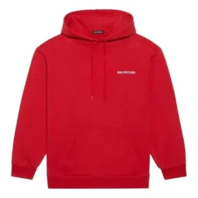 Balenciaga FW21 para hombre, holgada, con logo, con capucha y manga larga, roja, 600583TIV846540 Balenciaga FW21 para hombre, holgada, con logo, con capucha y manga larga, roja, 600583TIV846540