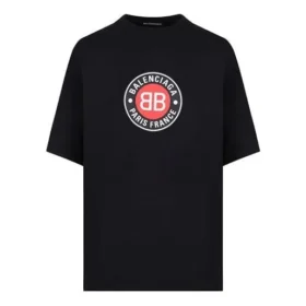 Balenciaga para hombre, camiseta de manga corta con estampado BLogo, negra, 612966TJVD61000 Balenciaga para hombre, camiseta de manga corta con estampado BLogo, negra, 612966TJVD61000