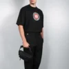Balenciaga para hombre, camiseta de manga corta con estampado BLogo, negra, 612966TJVD61000