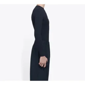 Balenciaga para hombre, camiseta de manga larga elástica con estampado del logotipo creativo «Symbolic», color negro, 620966TIV491070 Balenciaga para hombre, camiseta de manga larga elástica con estampado del logotipo creativo «Symbolic», color negro, 620966TIV491070