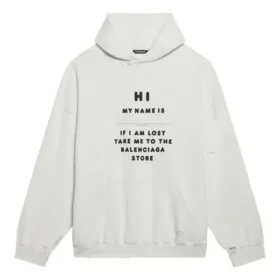 Balenciaga para hombre, colección otoño-invierno 2021, «Hi My Name Is», estampado alfabético, manga larga, blanco, 651799TKVF29081 Balenciaga para hombre, colección otoño-invierno 2021, «Hi My Name Is», estampado alfabético, manga larga, blanco, 651799TKVF29081