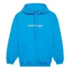 Balenciaga para hombre, colección otoño-invierno 2021, sudadera con capucha y logotipo, manga larga, azul, 570811TIV557560