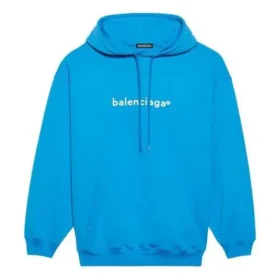 Balenciaga para hombre, colección otoño-invierno 2021, sudadera con capucha y logotipo, manga larga, azul, 570811TIV557560 Balenciaga para hombre, colección otoño-invierno 2021, sudadera con capucha y logotipo, manga larga, azul, 570811TIV557560