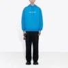 Balenciaga para hombre, colección otoño-invierno 2021, sudadera con capucha y logotipo, manga larga, azul, 570811TIV557560