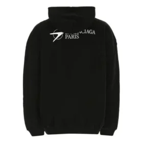 Balenciaga para hombre, colección primavera-verano 2021, camiseta de algodón con capucha grande y manga larga, negro, 620973TKV871070 Balenciaga para hombre, colección primavera-verano 2021, camiseta de algodón con capucha grande y manga larga, negro, 620973TKV871070