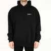 Balenciaga para hombre, colección primavera-verano 2021, camiseta de algodón con capucha grande y manga larga, negro, 620973TKV871070