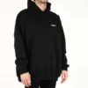 Balenciaga para hombre, colección primavera-verano 2021, camiseta de algodón con capucha grande y manga larga, negro, 620973TKV871070