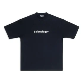 Balenciaga para hombre, colección primavera-verano 2021, camiseta de manga corta con estampado del logotipo, negra, 612966TIV541070 Balenciaga para hombre, colección primavera-verano 2021, camiseta de manga corta con estampado del logotipo, negra, 612966TIV541070