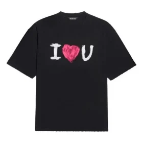Balenciaga para hombre, colección primavera-verano 2021, «Love», manga corta, negro, 612966TJVL51070 Balenciaga para hombre, colección primavera-verano 2021, «Love», manga corta, negro, 612966TJVL51070