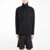 Balenciaga para hombre con logotipo bordado, media cremallera y cuello alto, negro 486144TWK521000