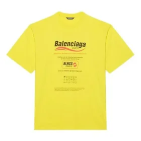 Balenciaga para hombre, lavado en seco, corte cuadrado, estampado con logotipo, holgada, manga corta, amarilla 651795TKVF87175 Balenciaga para hombre, lavado en seco, corte cuadrado, estampado con logotipo, holgada, manga corta, amarilla 651795TKVF87175