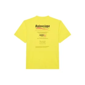 Balenciaga para hombre, lavado en seco, corte cuadrado, estampado con logotipo, holgada, manga corta, amarilla 651795TKVF87175 Balenciaga para hombre, lavado en seco, corte cuadrado, estampado con logotipo, holgada, manga corta, amarilla 651795TKVF87175