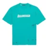Balenciaga para hombre, temporada primavera-verano 2021, estampado de letras, cuello redondo con agujeros, manga corta, verde 651795TKVB84661