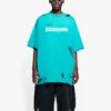 Balenciaga para hombre, temporada primavera-verano 2021, estampado de letras, cuello redondo con agujeros, manga corta, verde 651795TKVB84661