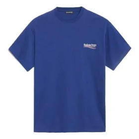 Balenciaga para hombre, versión con estampado de Political Campaign, manga corta, azul real 508203TAV444540