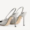 Balenciaga para mujer | Sandalias de talón abierto de Manolo Blahnik en gris pluma Balenciaga para mujer | Sandalias de talón abierto de Manolo Blahnik en gris pluma