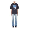 Balenciaga Speed Hunters para hombre, negro, banda azul, manga corta, gris, 541875TCV381055