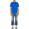 Balenciaga SS21 para hombre, camiseta de manga corta con logotipo pequeño «Alphabet», azul, 556151TBV438077