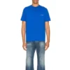 Balenciaga SS21 para hombre, camiseta de manga corta con logotipo pequeño «Alphabet», azul, 556151TBV438077