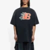Balenciaga SS21 para hombre, camiseta de manga corta «Flame Retro», negra, 656978TKV701076