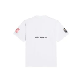 Balenciaga x NASA Crossover FW21 para hombre, holgada, cuello redondo, manga corta, blanca 651795TKVD79040