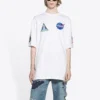 Balenciaga x NASA Crossover FW21 para hombre, holgada, cuello redondo, manga corta, blanca 651795TKVD79040