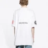 Balenciaga x NASA Crossover FW21 para hombre, holgada, cuello redondo, manga corta, blanca 651795TKVD79040