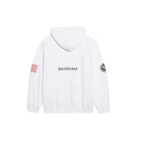 Balenciaga x NASA FW21 para hombre: sudadera clásica de algodón con capucha, corte holgado y mangas largas, con el logotipo «Crossover», color blanco, 651799TKVD89040 Balenciaga x NASA FW21 para hombre: sudadera clásica de algodón con capucha, corte holgado y mangas largas, con el logotipo «Crossover», color blanco, 651799TKVD89040