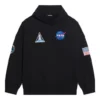 Balenciaga x NASA FW21 para hombre: sudadera clásica de algodón con capucha, corte holgado y mangas largas, con logotipo cruzado, en negro 651799TKVD81070
