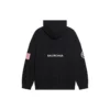 Balenciaga x NASA FW21 para hombre: sudadera clásica de algodón con capucha, corte holgado y mangas largas, con logotipo cruzado, en negro 651799TKVD81070