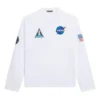 Balenciaga x NASA para hombre, camiseta de manga larga con cuello redondo y estampado espacial, blanca, 662496TKVD79040