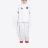 Balenciaga x NASA para hombre, camiseta de manga larga con cuello redondo y estampado espacial, blanca, 662496TKVD79040