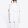 Balenciaga x NASA para hombre, camiseta de manga larga con cuello redondo y estampado espacial, blanca, 662496TKVD79040