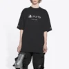 Balenciaga x PlayStation: colaboración. Camiseta unisex de manga corta con estampado geométrico alfabético para PS5, color negro, 651795TKVF31070