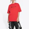 Balenciaga x PlayStation, colaboración Otoño-Invierno 2021: camiseta unisex de manga corta con estampado geométrico alfabético de la PS5, color rojo, 651795TKVF36552