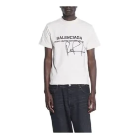 Balenciaga x RuPaul, firma conjunta, colección otoño-invierno 2021, estampado de letras, cuello redondo, hombre, blanco 670943TLV579057