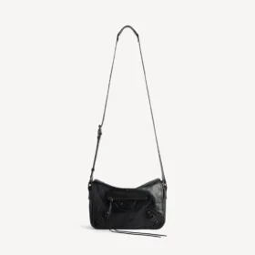 Bolso bandolera con solapa «Le City» para hombre, pequeño, en negro