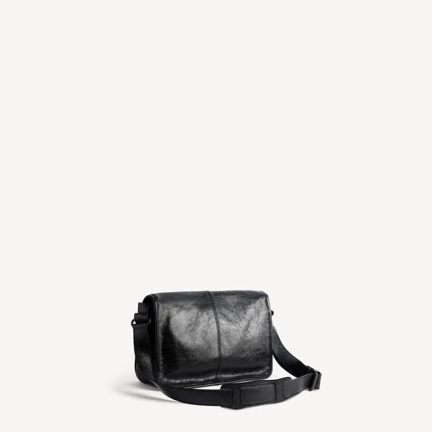 Bolso bandolera con solapa «Le City» para hombre, pequeño, en negro Bolso bandolera con solapa «Le City» para hombre, pequeño, en negro