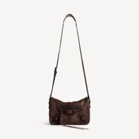 Bolso bandolera con solapa «Le City» para hombre, tamaño pequeño, en color espresso claro