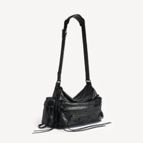 Bolso bandolera Le City para hombre, mediano, con múltiples bolsillos, en negro