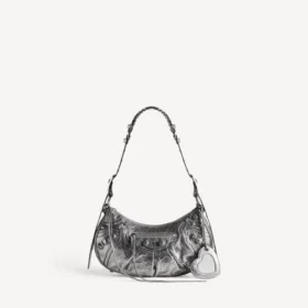 Bolso de hombro «Le Cagole» pequeño para mujer en color plateado