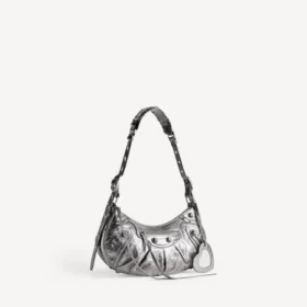 Bolso de hombro «Le Cagole» pequeño para mujer en color plateado
