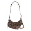 Bolso de hombro Le Cagole Xs metalizado «Brown» 6713090GT3Y2564