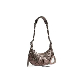 Bolso de hombro Le Cagole Xs metalizado «Brown» 6713090GT3Y2564