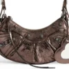 Bolso de hombro Le Cagole Xs metalizado «Brown» 6713090GT3Y2564